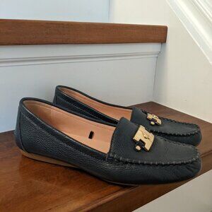 Kate Spade navy blue women's carmen leather loafers in size 8